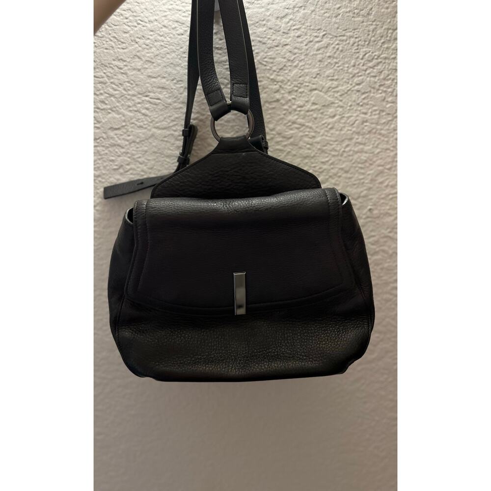 Halston Heritage Black Leather Mini Backpack Suede Lined Minimalist Quiet Luxury - Picture 5 of 8